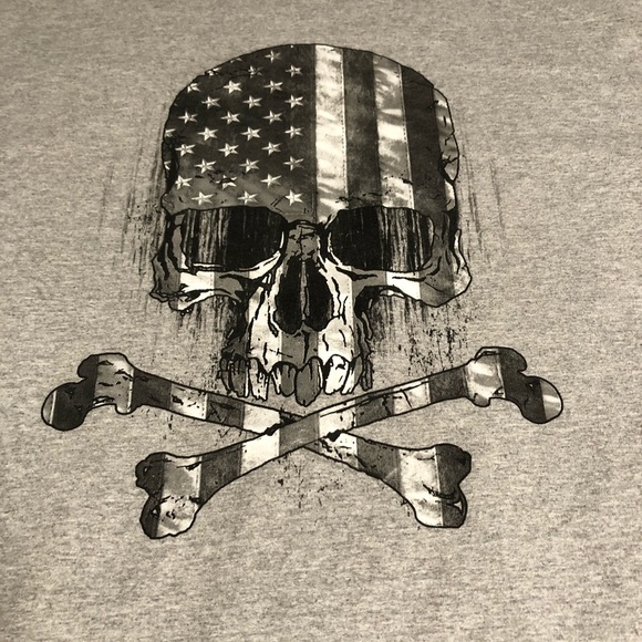 Biker 4XL grey skull & crossbones flag black/grey - Picture 3 of 4